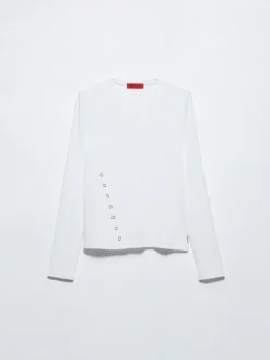 Asymmetric jersey T-shirt - optical white