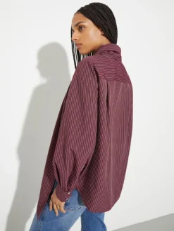 Asymmetric striped shirt - cherry