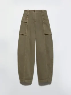 Barrel-leg cargo trousers - kaki