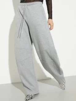 Barrel-leg cotton-fleece joggers - melange grey