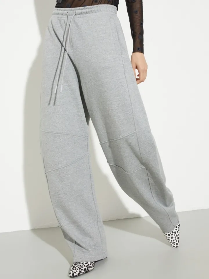 Barrel-leg cotton-fleece joggers - melange grey