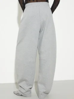 Barrel-leg cotton-fleece joggers - melange grey