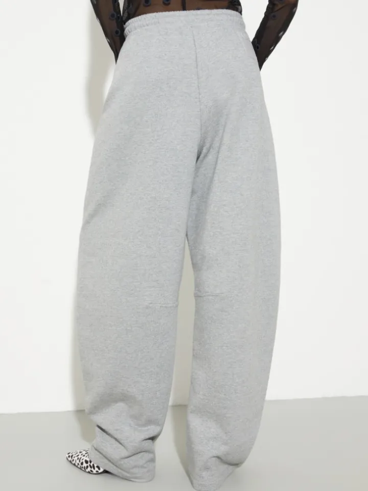 Barrel-leg cotton-fleece joggers - melange grey
