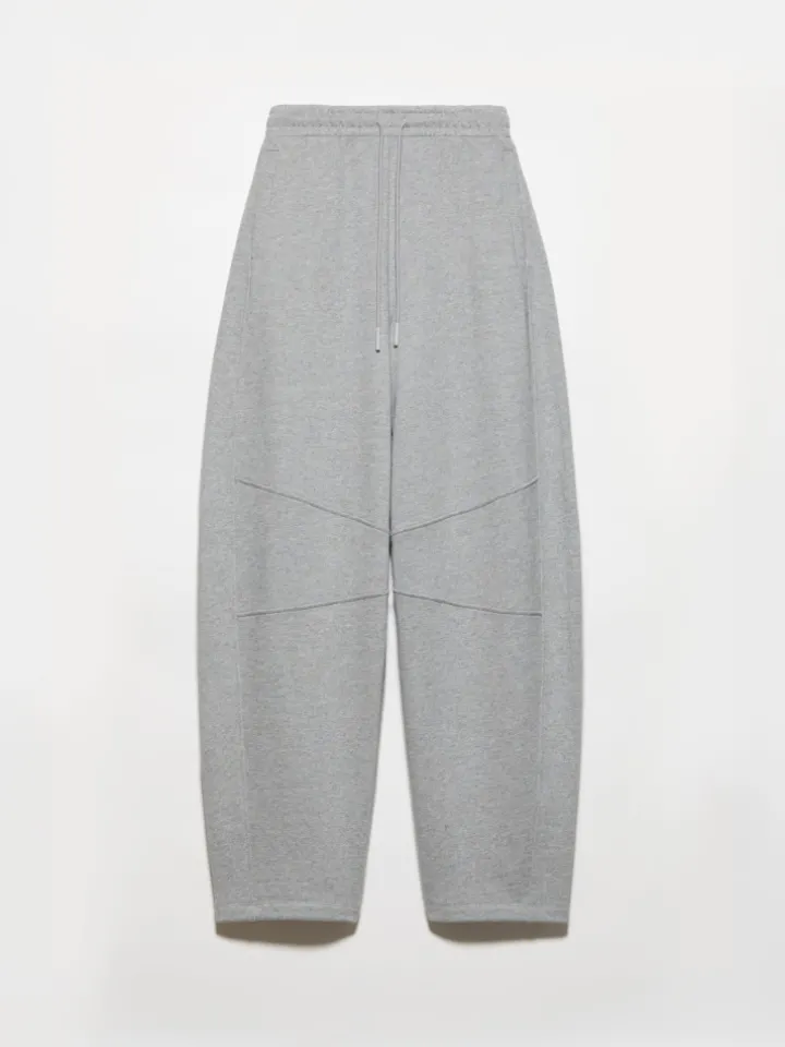 Barrel-leg cotton-fleece joggers - melange grey