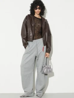 Barrel-leg cotton-fleece joggers - melange grey