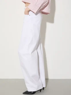 Barrel leg drill trousers - white