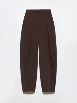 Barrel-leg stretch trousers - chocolate