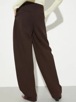 Barrel-leg stretch trousers - chocolate