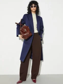Barrel-leg stretch trousers - chocolate