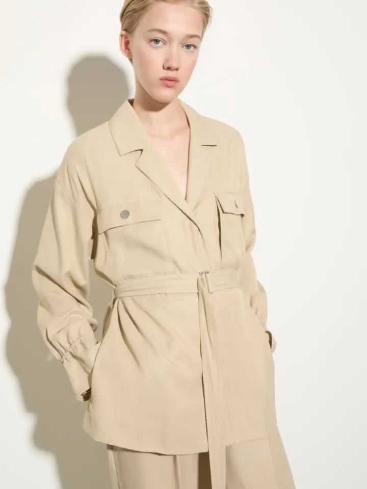 Belted shacket - beige