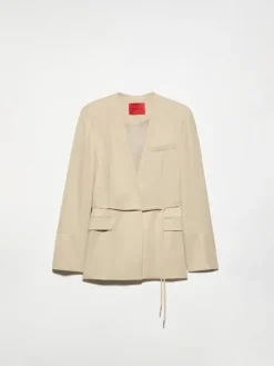 Belted single-breasted blazer - beige