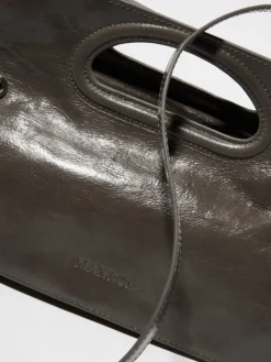 Bookbag glossy-leather bag - medium grey