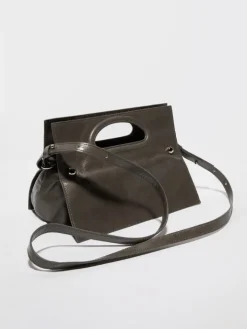 Bookbag glossy-leather bag - medium grey