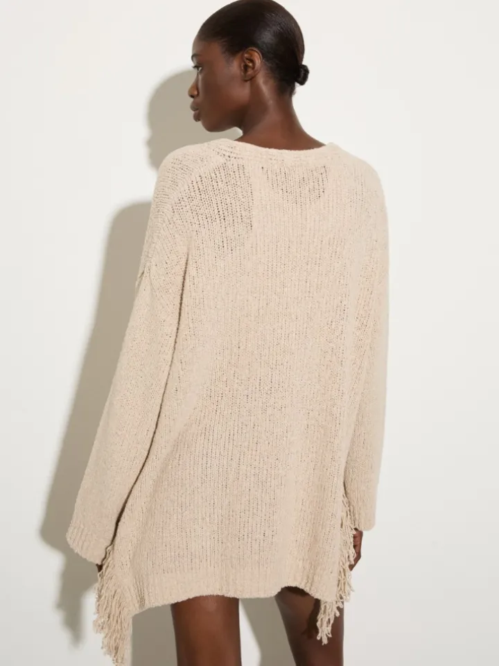 Bouclé cardigan with fringes - ice