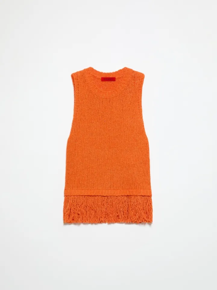 Bouclé knit top - orange