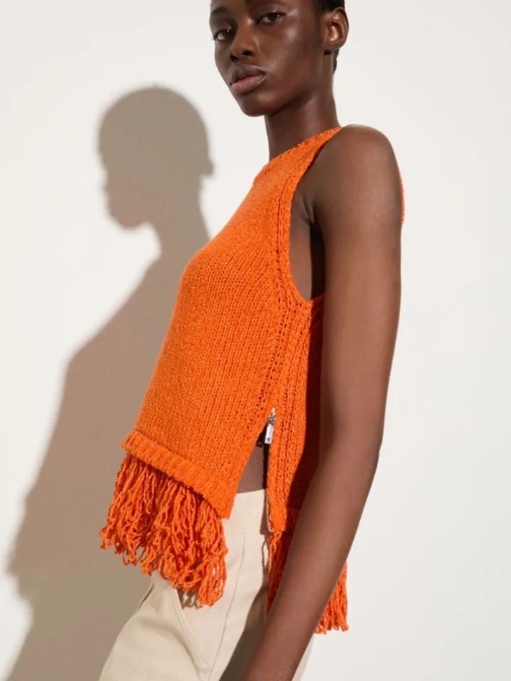 Bouclé knit top - orange
