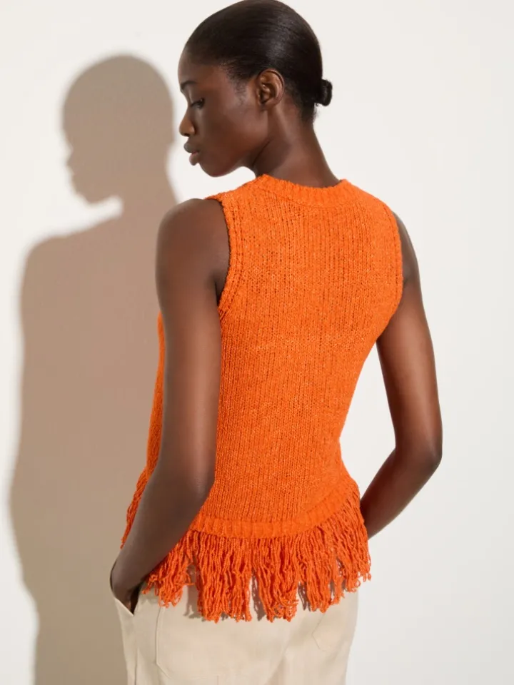 Bouclé knit top - orange
