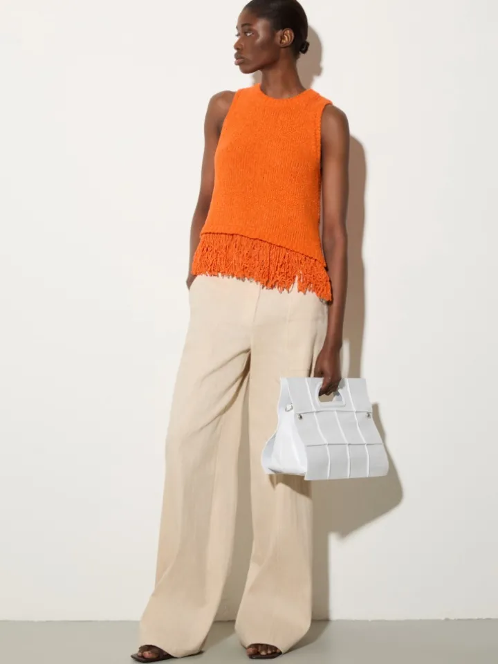 Bouclé knit top - orange