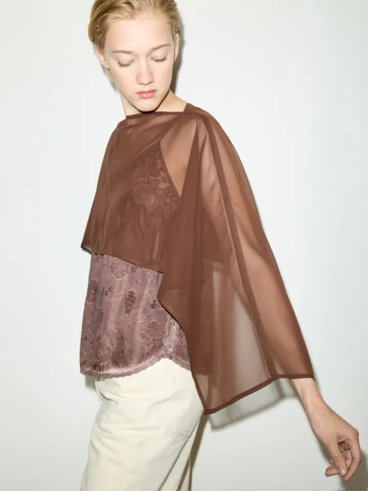 Chiffon shrug - brown