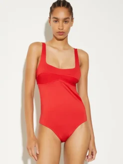 Corset-style swimsuit - red