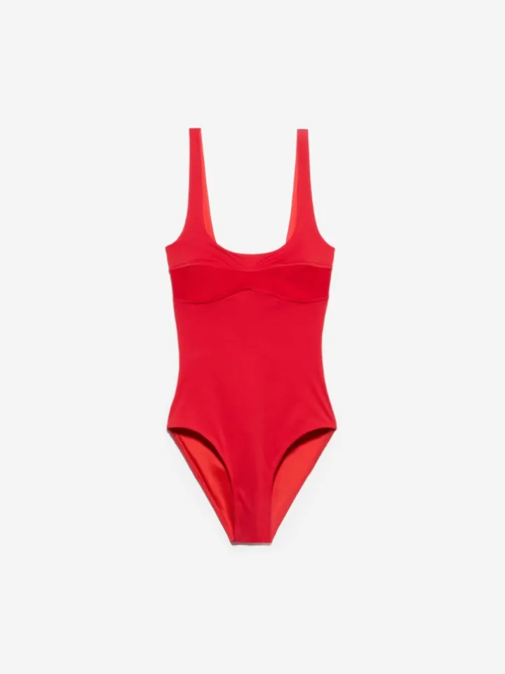 Corset-style swimsuit - red