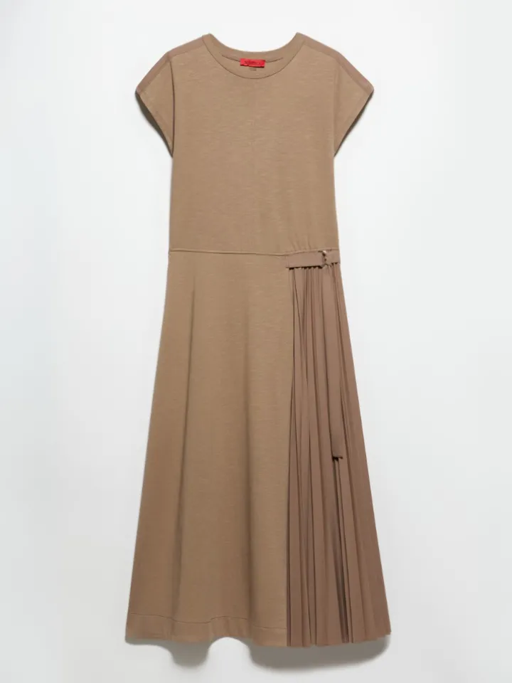 Cotton and linen jersey dress - mud