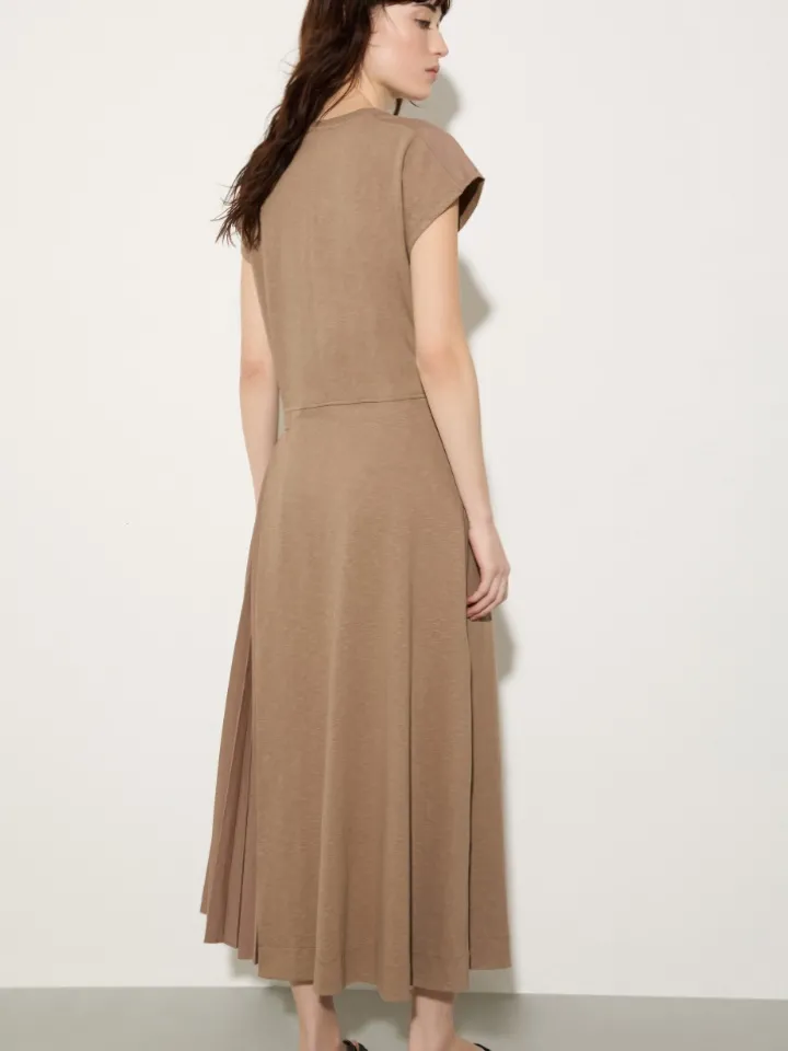 Cotton and linen jersey dress - mud
