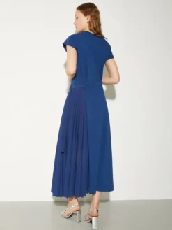 Cotton and linen jersey dress - navy