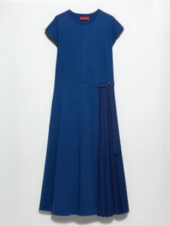 Cotton and linen jersey dress - navy
