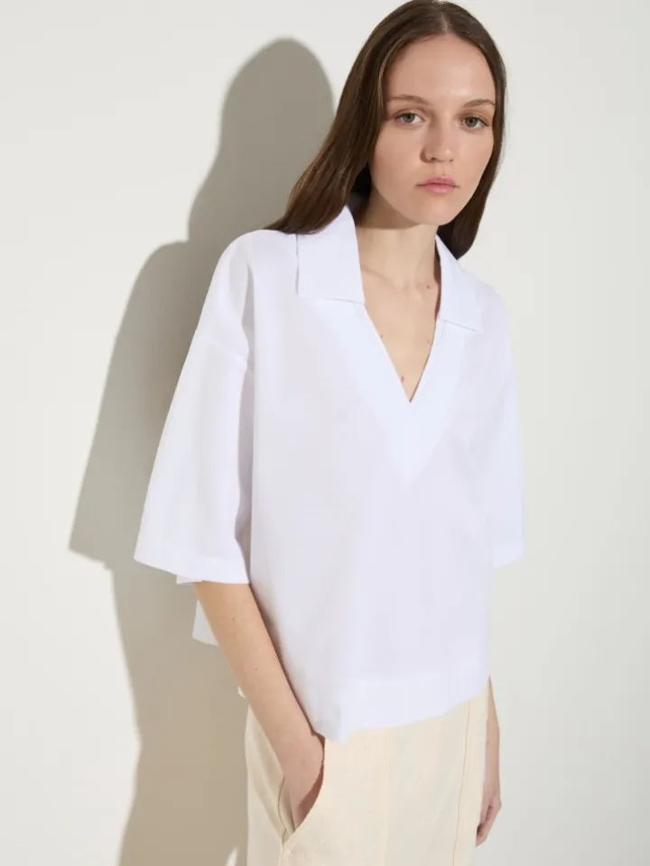 Cotton and linen layered T-shirt - optical white