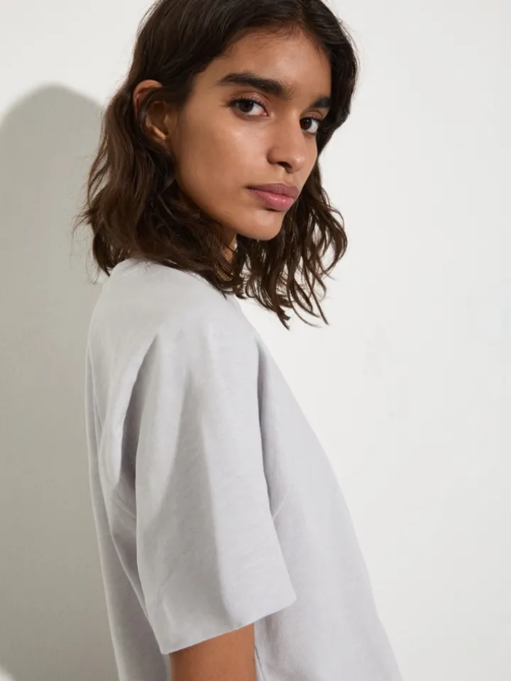 Cotton and linen T-shirt - light grey