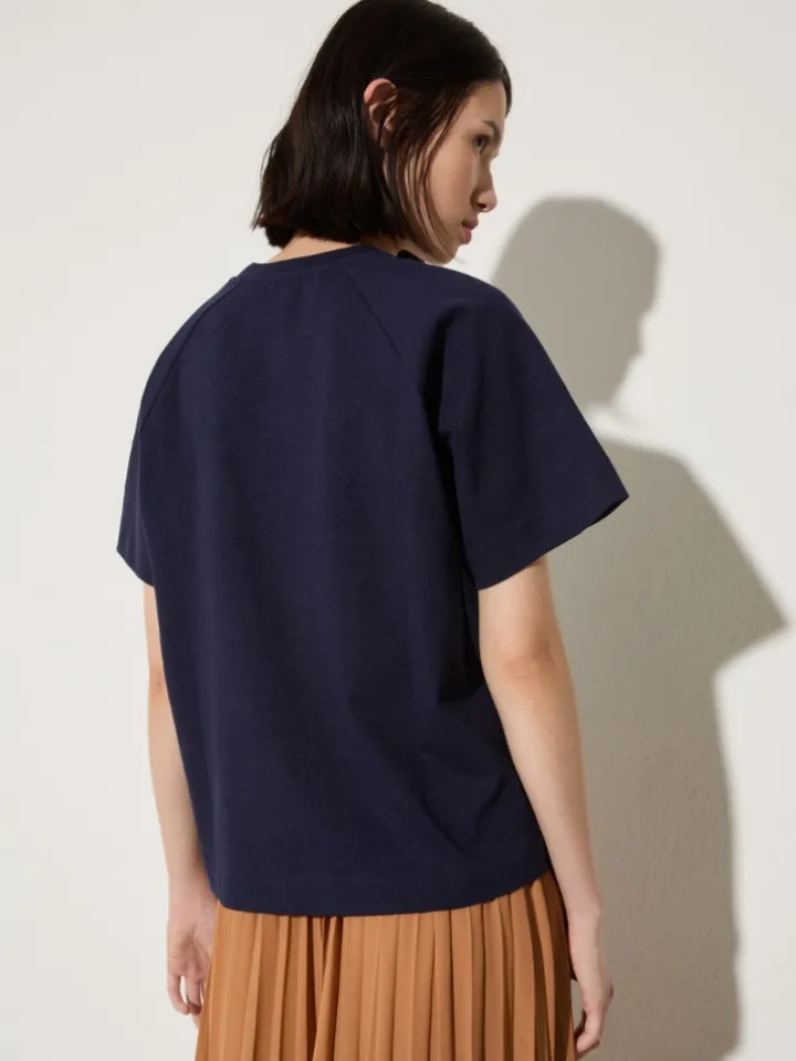 Cotton and linen T-shirt - midnightblue