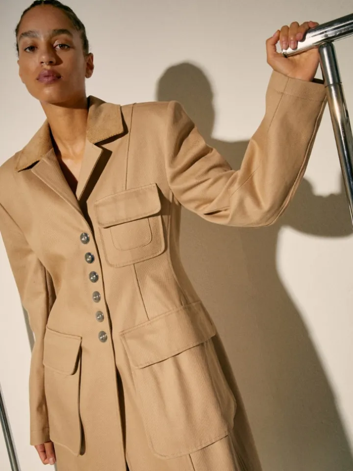 Cotton drill coat Sami Miró &Co.llaboration - olive