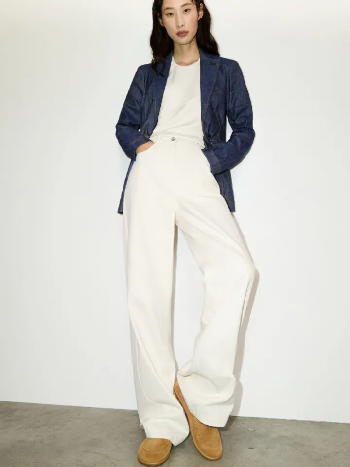 Cotton-drill trousers - milk