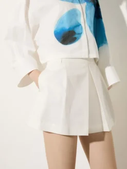 Cotton gabardine shorts - white