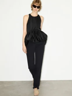 Cotton-gabardine trousers - black