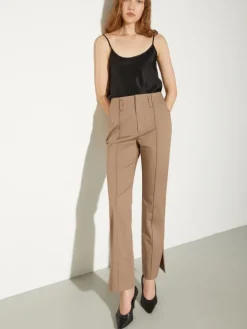 Cotton-gabardine trousers - cocoa