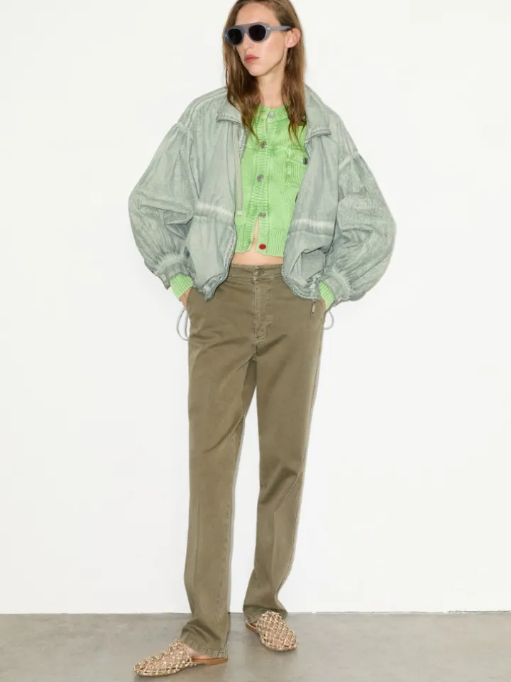 Cotton-gabardine trousers - military green