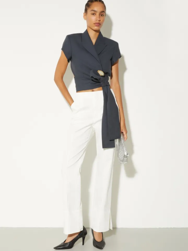 Cotton-gabardine trousers - white