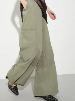 Cotton-jersey and nylon joggers - sage