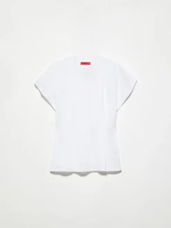 Cotton piqué and linen T-shirt - optical white