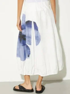 Cotton-poplin balloon midi skirt - cream