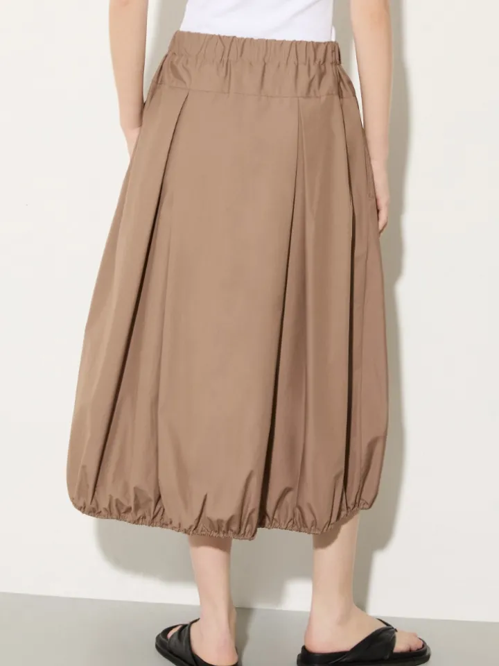 Cotton-poplin balloon midi skirt - turtledove