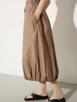 Cotton-poplin balloon midi skirt - turtledove