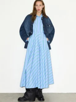 Cotton-poplin shirt dress - light blue