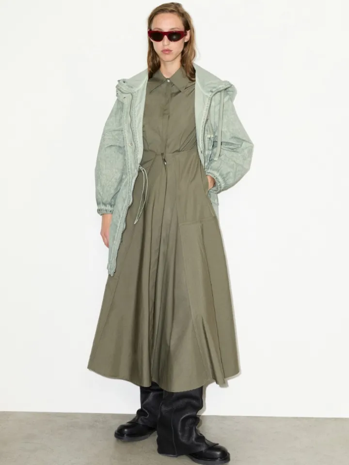 Cotton-poplin shirt dress - loden green