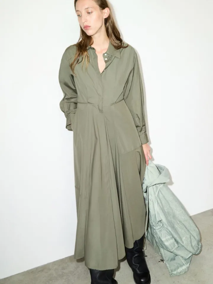 Cotton-poplin shirt dress - loden green