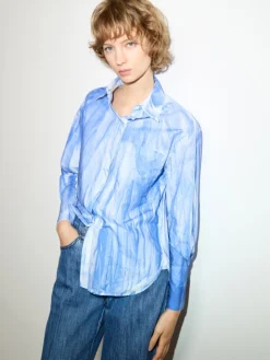 Cotton-poplin shirt - light blue