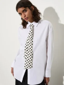 Cotton-poplin shirt with tie - white