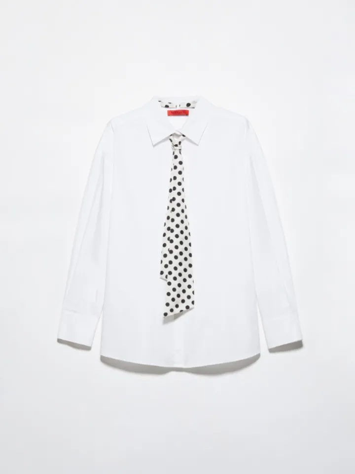 Cotton-poplin shirt with tie - white